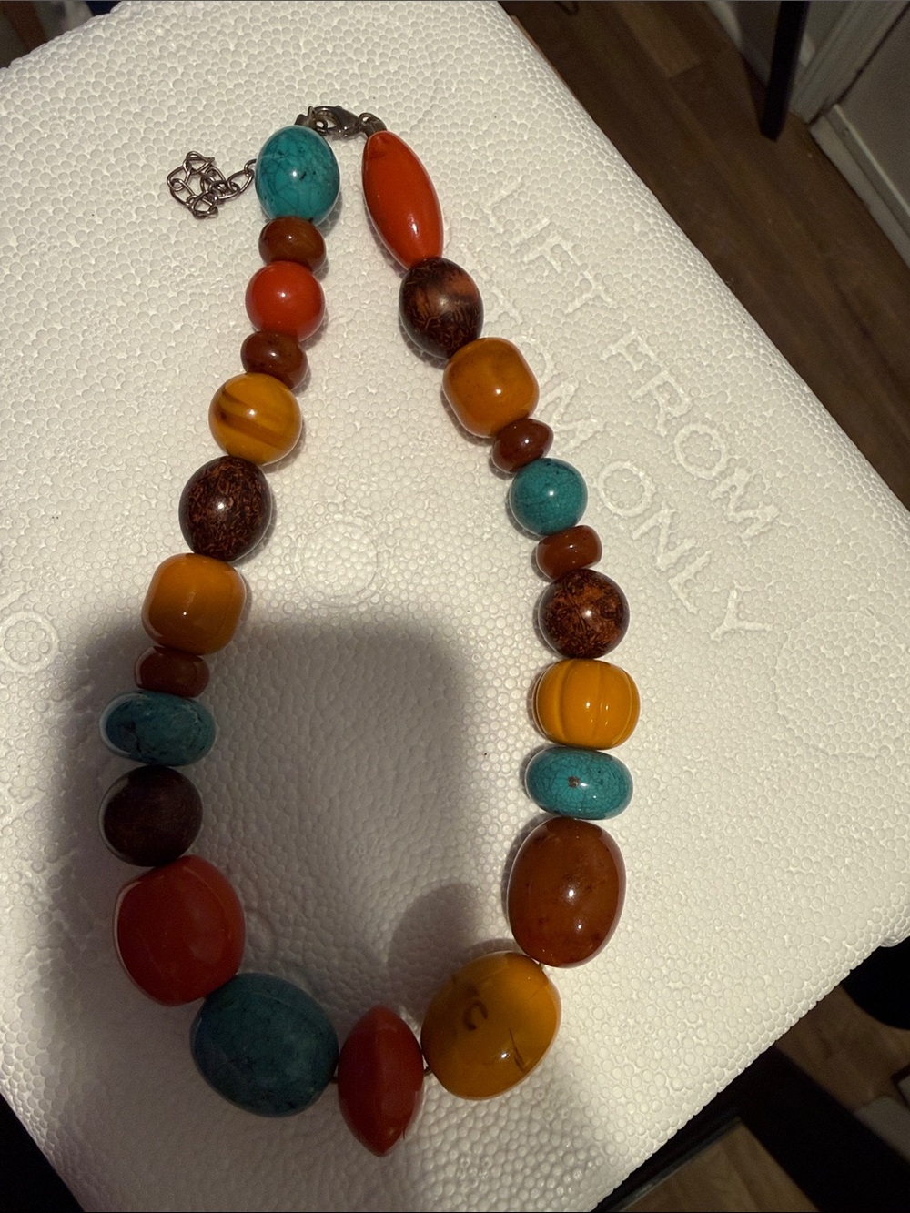 Bold Multi-Color Chunky Beaded Necklace Artisan Boho Tribal Southwestern
